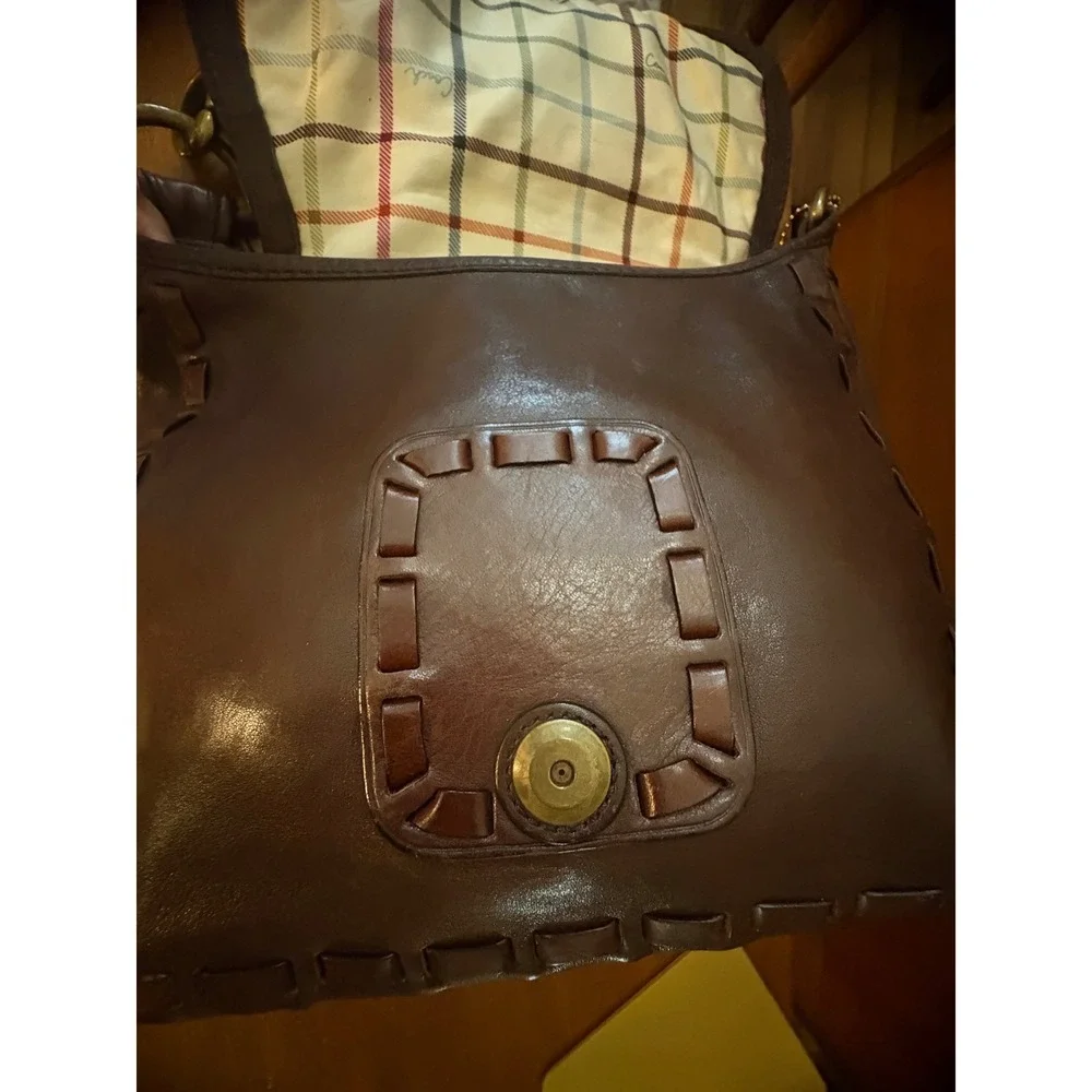 Coach Bleeker Tattersall Leather Flap Crossbody Brown Whipstitch Turnlock 11446 - Picture 11 of 12